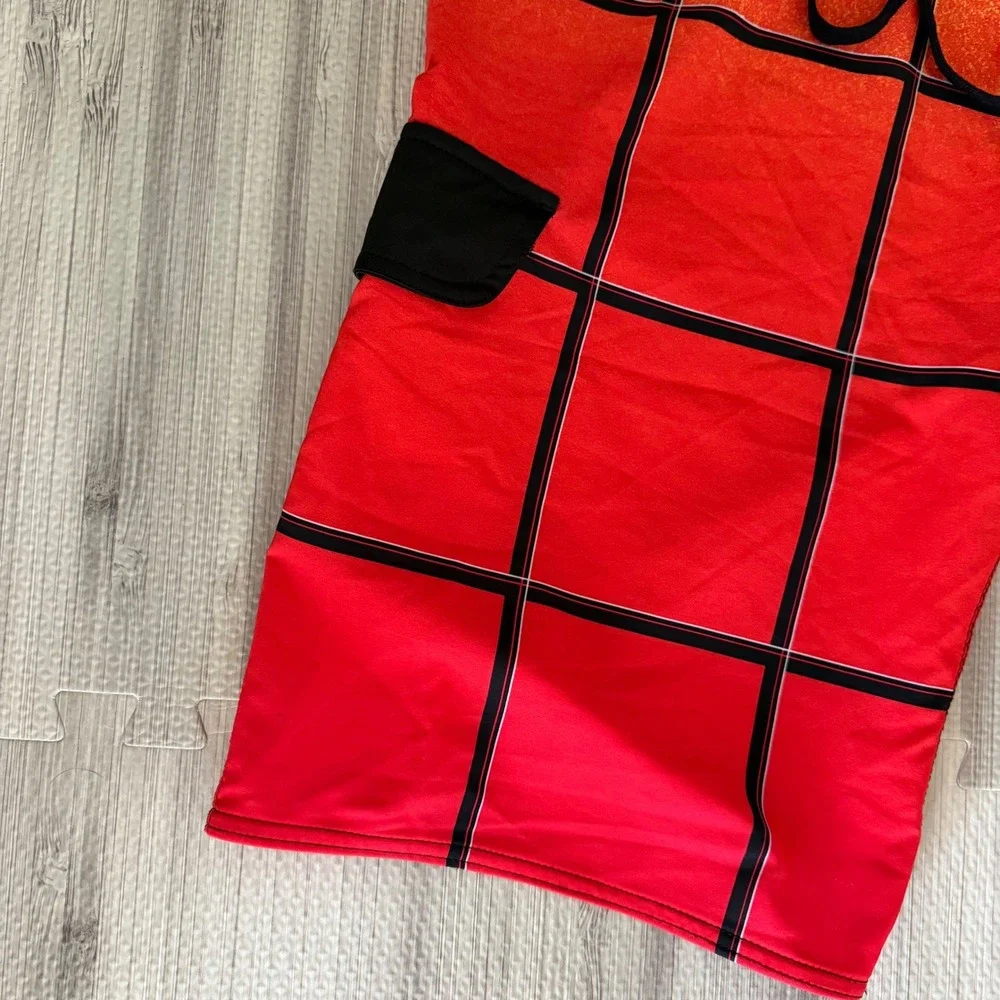 Burnside Board Shorts Mens 36 Orange Red Grid Plaid Swim Trunks Surf Quick Dry